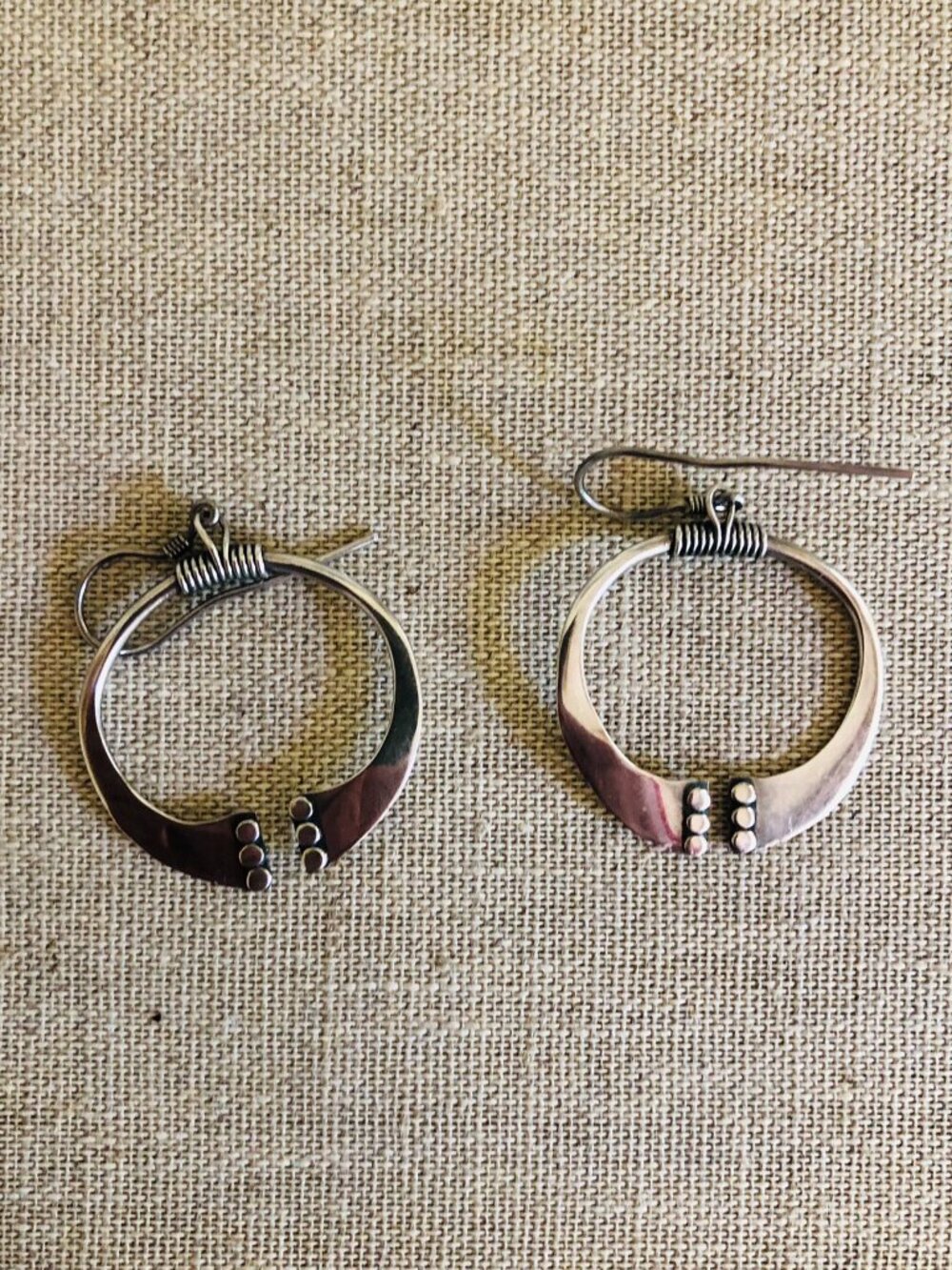 Sterling Silver Artisan handmade earrings 925 Round Drop earring